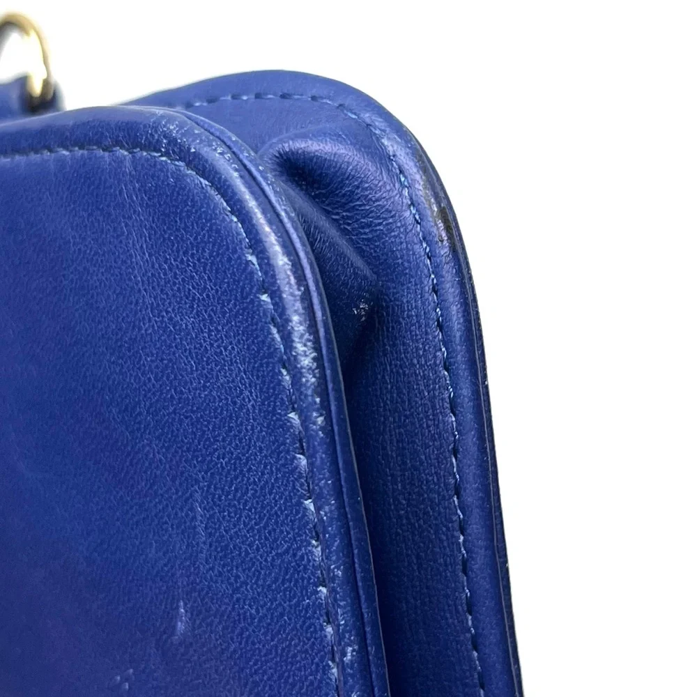 Tory Burch Navy Blue Pink Smooth Leather Wristlet/Wallet